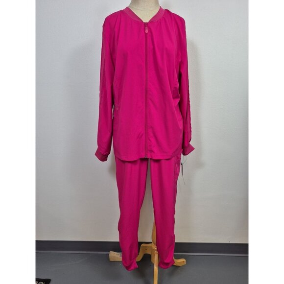 WHITECROSS FIT Women's Lg NWT 2 Piece Scrub Set Pants & Jacket Fuchsia Stretch - Picture 1 of 16